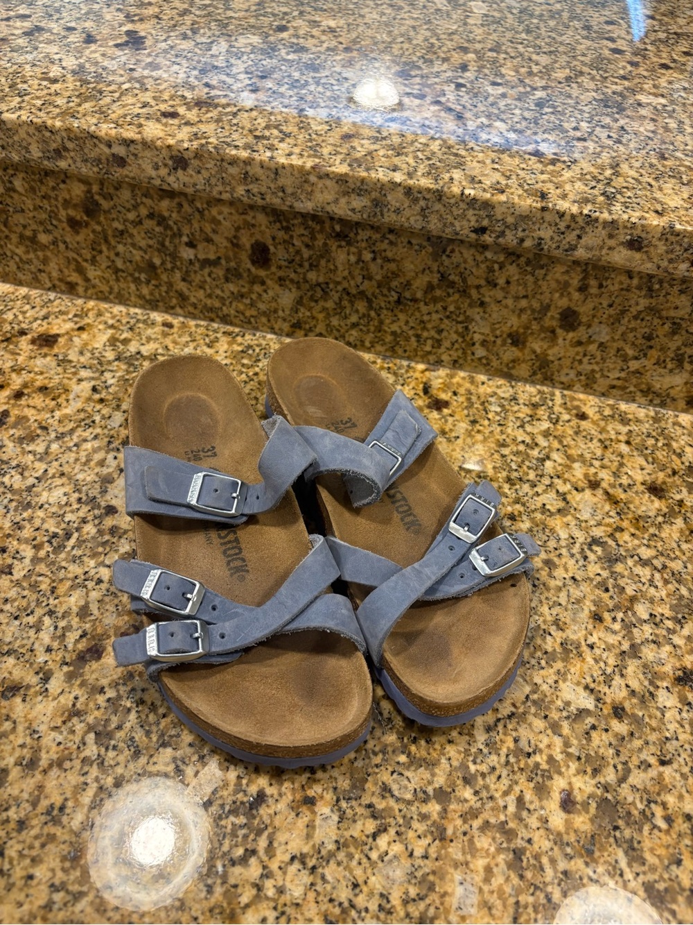 Birkenstock Franca Blue Nubuk Leather Sandals 37 Narrow US 6-6.5 EUC